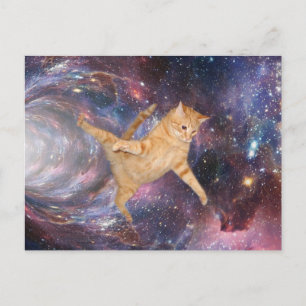 Funny Cat im Weltraum Galaxy Wurmloch Postkarte