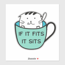 Funny Cat in a Mug Sticker