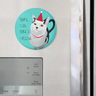 Funny Cat in der Weihnachtsmannmütze Personalisier Magnet