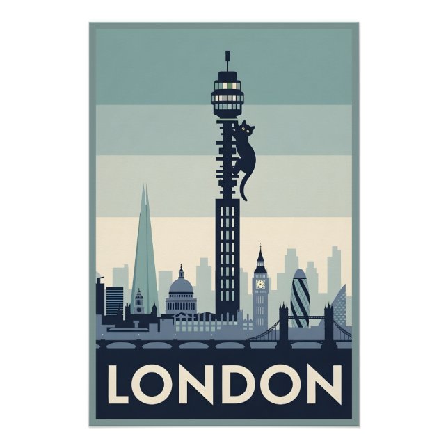Funny cat in London Poster (Vorderseite)