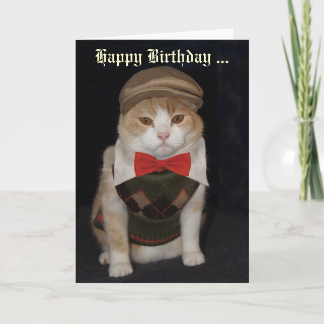 Funny Cat in Raute Sweater Customizable Card Karte (Vorderseite)