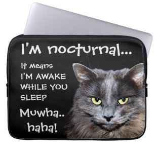 Funny Cat ist Nocturnal Evil Laugh Laptopschutzhülle