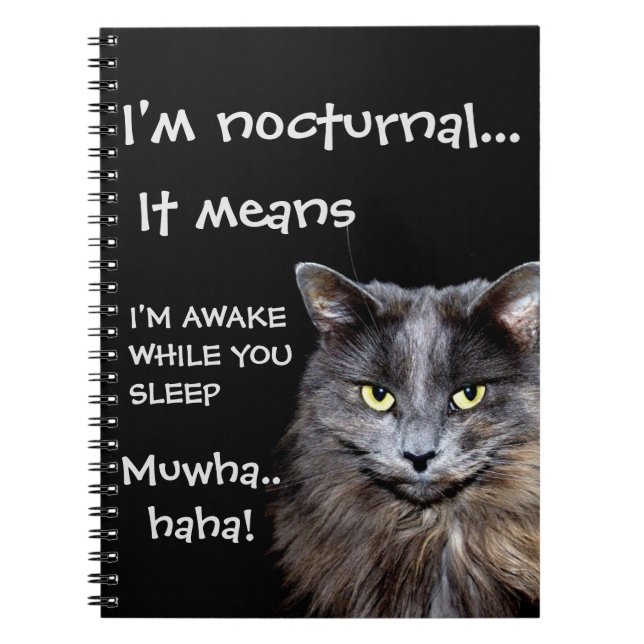 Funny Cat ist Nocturnal Evil Laugh Notizblock (Vorderseite)
