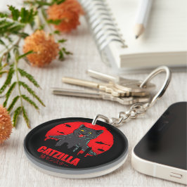 Funny Cat Japanese Themed Catzilla Monster Schlüsselanhänger