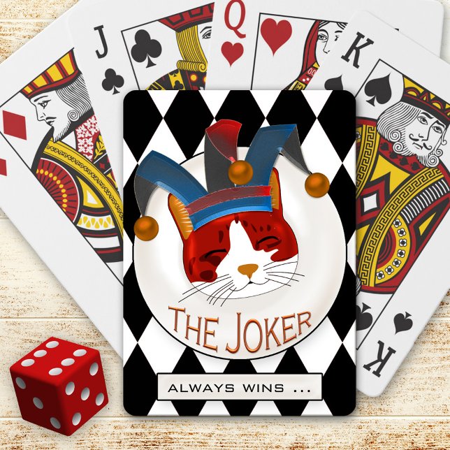 Funny Cat Joker Pantkarts Deck Spielkarten (Deck of playing cards featuring a funny kitty dressed up as joker)