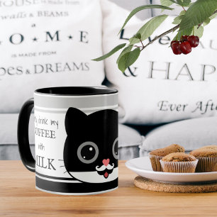 Funny Cat-Kaffee mit Milk Mustache Tasse