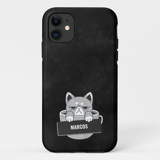 Funny Cat Kaffeedesign individuelle Name Case-Mate iPhone Hülle (Rückseite)