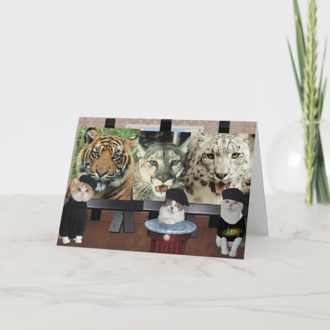 Funny Cat/Kätzchen Künstler ermutigen Karte (Vorderseite)