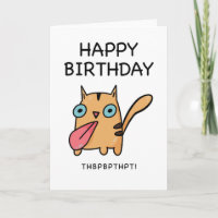 Funny Cat klebt Zunge aus Happy Birthday Card