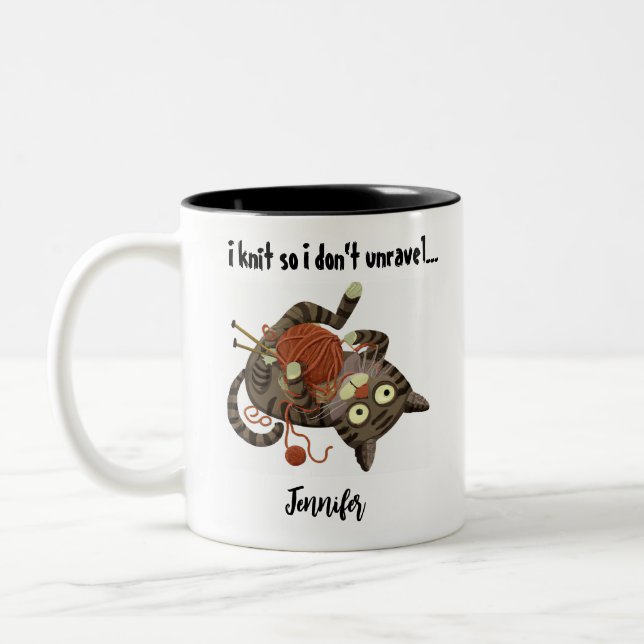 Funny Cat Knittern Themed Coffee Tasse Knitter Ges (Links)