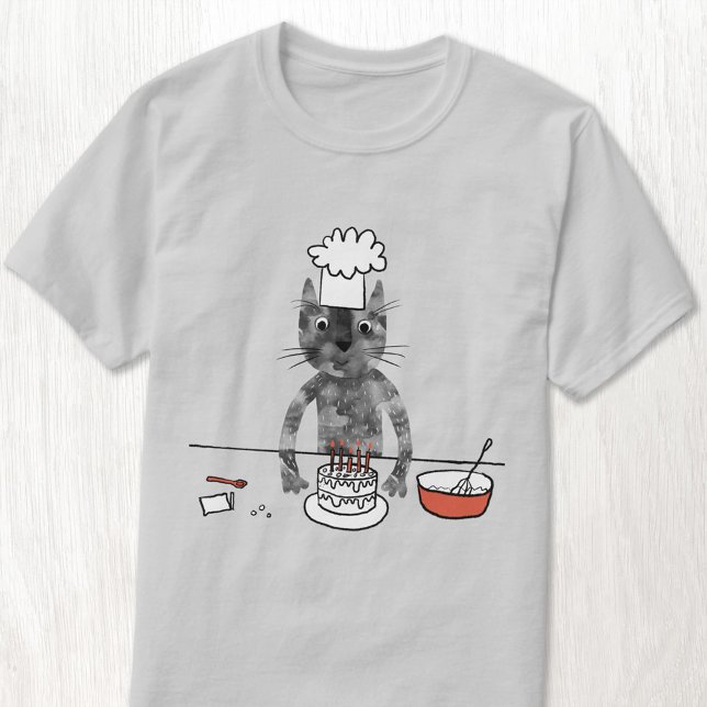 Funny Cat Koch Cooking T-Shirt (Fun black cat chef cooking a cake t-shirt for animal lovers)