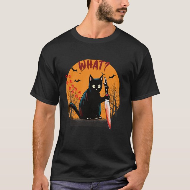 Funny Cat Kostüm Was Funny Black Cat Murdery W T-Shirt (Vorderseite)