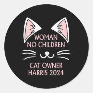 Funny Cat Lady Kamala Harris 24 Cat Lover Hallowee Runder Aufkleber