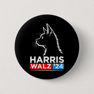 Funny Cat Lady Kamala Harris Waltz Wahl 2024 Button