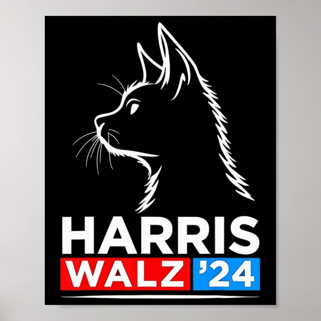 Funny Cat Lady Kamala Harris Waltz Wahl 2024 Poster (Vorne)