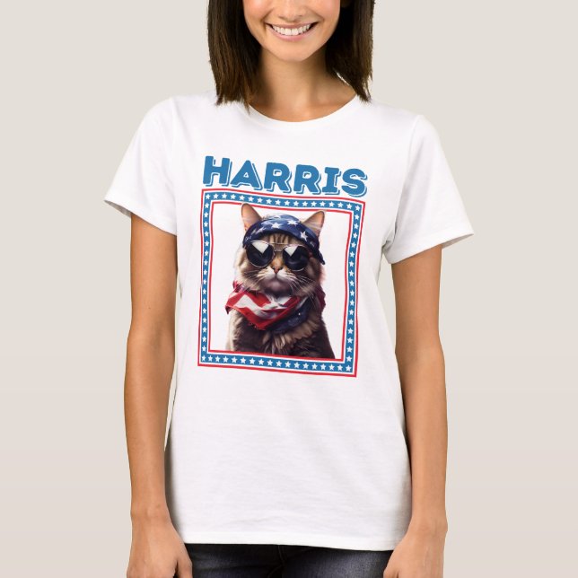 Funny Cat Ladys Harris T-Shirt (Vorderseite)