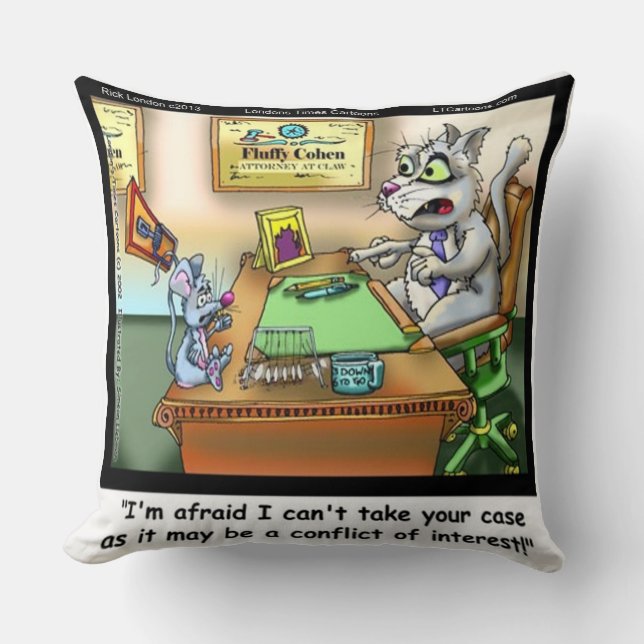 Funny Cat/Lawyer Throw Kissen "Fluffy Cohen" (Vorderseite)