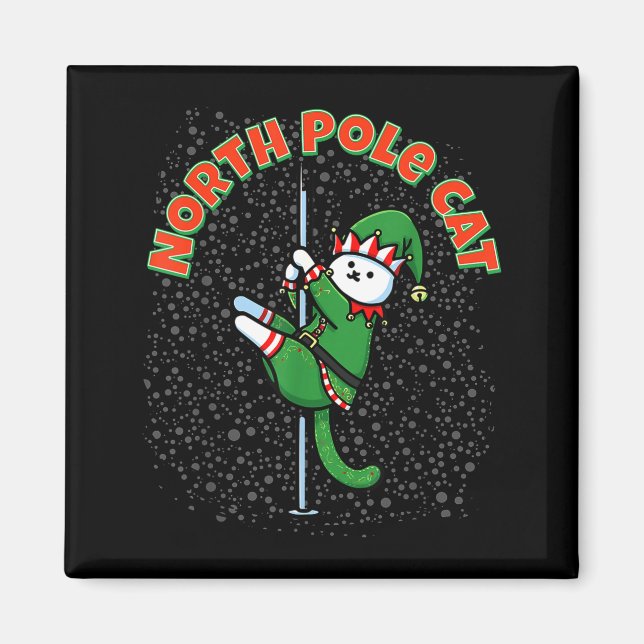 Funny Cat Le Dance Elf Costume Christmas Holiday C Magnet (Vorne)