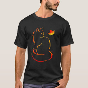 Funny Cat Leaf Fall Hallo Herbstgeschenk für Niedl T-Shirt