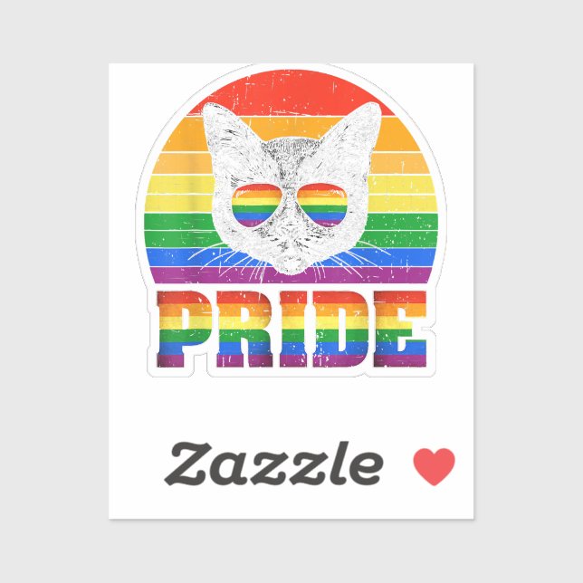 Funny Cat LGBT Gay Pride Bekleidung Women Men LGBT Aufkleber (Blatt)