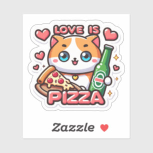 Funny Cat Liebe ist Pizza Aufkleber