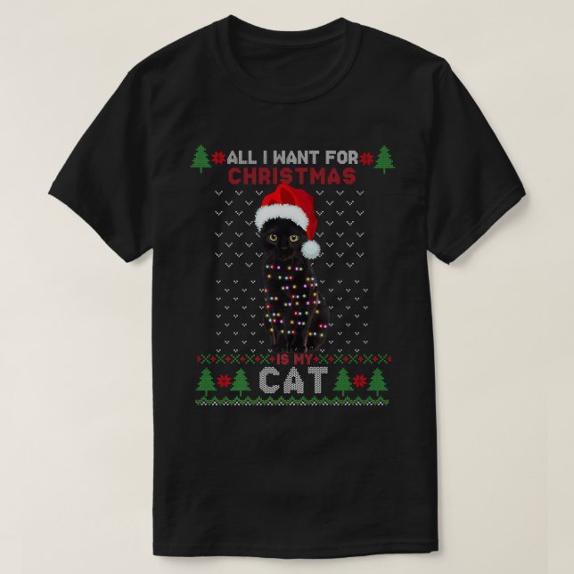 Funny Cat Liebhaber Niedlich Cat Weihnachtsmannmüt T-Shirt (Design vorne)