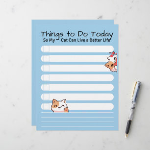 Funny Cat Liebhaber tun Liste blauer Farbe Letterh Briefbogen
