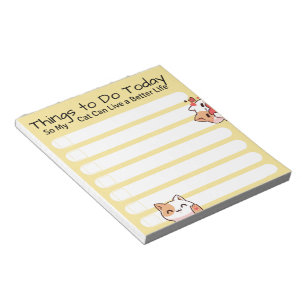 Funny Cat Liebhaber zu tun Liste gelbe Farbe Notizblock