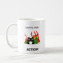 Funny Cat - Lights. Baum. Action! Christmas Kaffeetasse