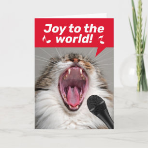 Funny Cat Louly singt Weihnachtslieder Karte