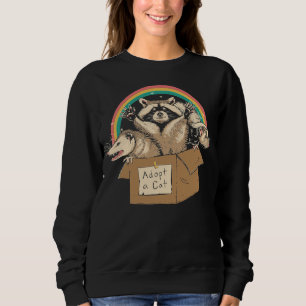 Funny Cat Lover Adoptierte eine Katze Possum Racco Sweatshirt