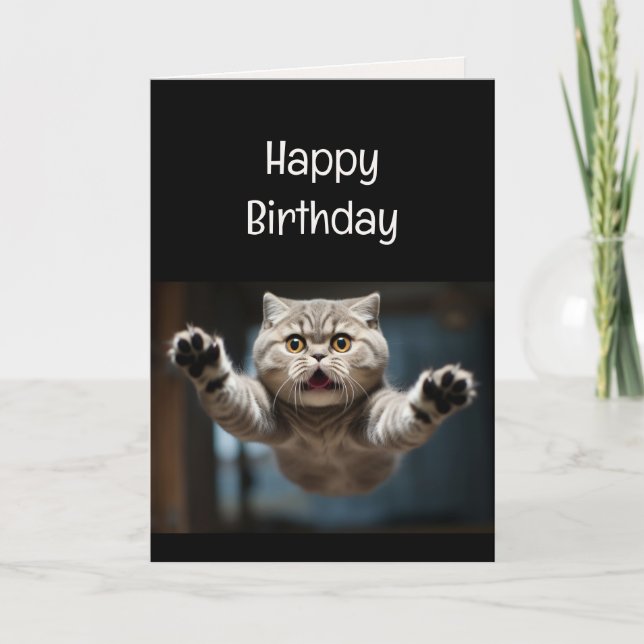 Funny Cat Lover Birthday Animal Karte (Vorderseite)