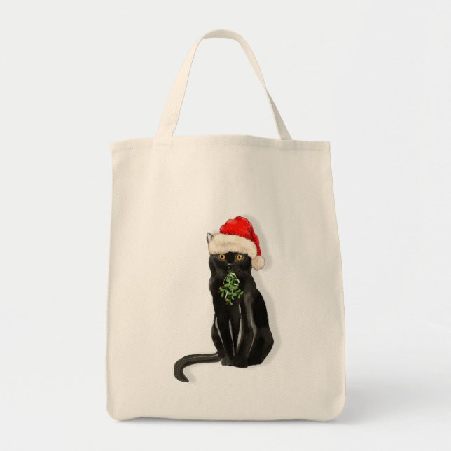 Funny Cat Lover Black Bombay Christmas Kitty Tragetasche (Vorne)