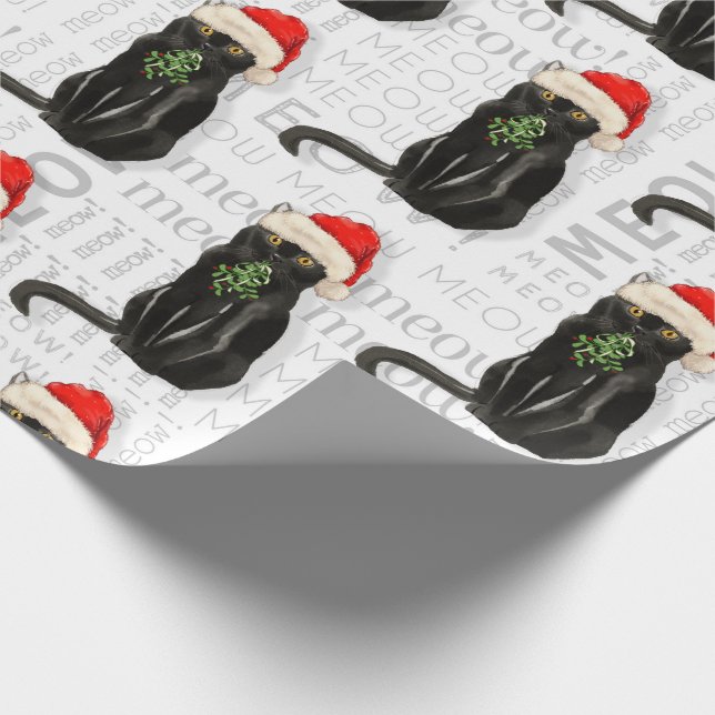 Funny Cat Lover Black Bombay Weihnachten Geschenkpapier (Ecke)