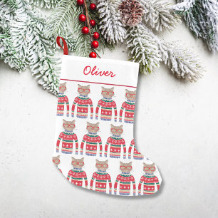 Funny Cat Lover Cat Tragen Ugly Weihnachtskraut Kleiner Weihnachtsstrumpf