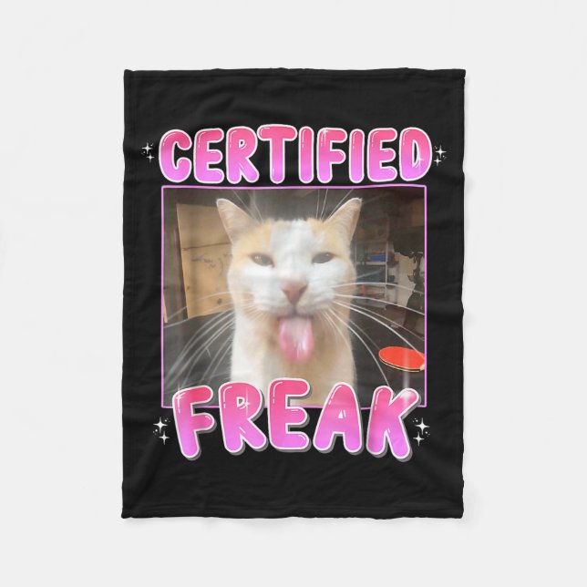 Funny Cat Lover Certified Freak Eat Cement Cursed  Fleecedecke (Vorderseite)