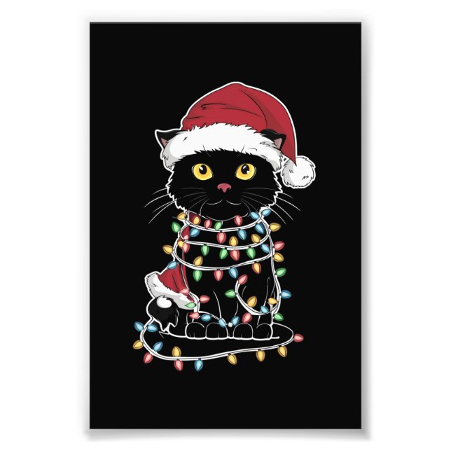 Funny Cat Lover Christmas Lights Fotodruck (Vorne)