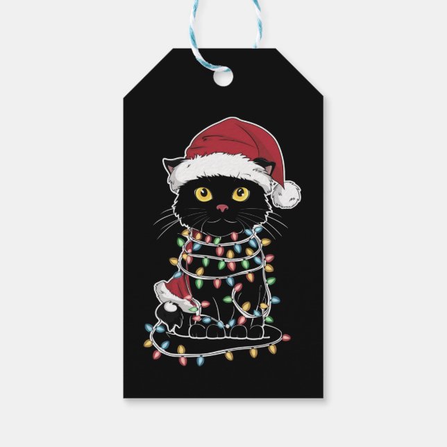 Funny Cat Lover Christmas Lights Geschenkanhänger (Rückseite)