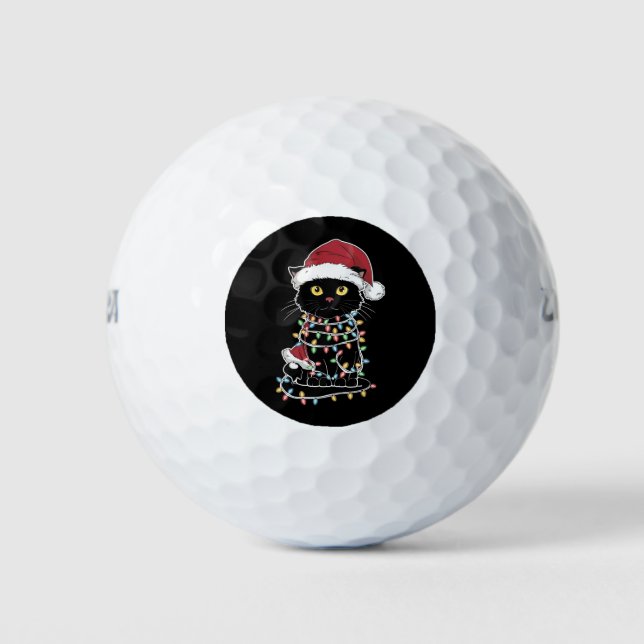 Funny Cat Lover Christmas Lights Golfball (Vorderseite)