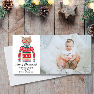 Funny Cat Lover Christmas Sweater Custom Foto Feiertagskarte