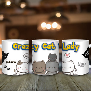 Funny Cat Lover Coffee Tasse - Crazy Cat Lady Gift