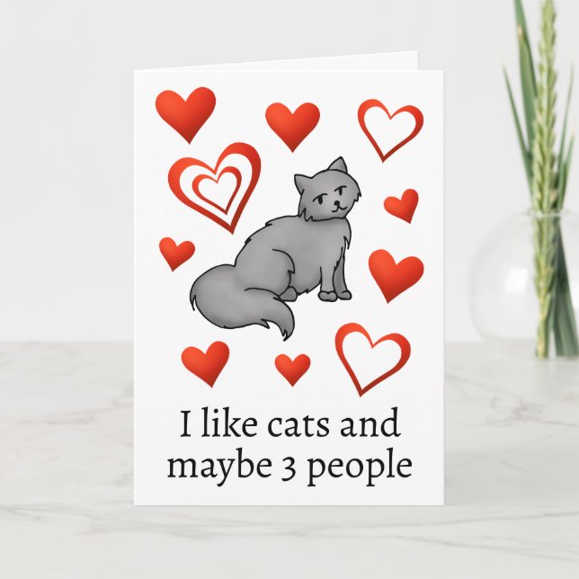 Funny Cat Lover Happy Valentines Day Gruß Karte (Vorderseite)