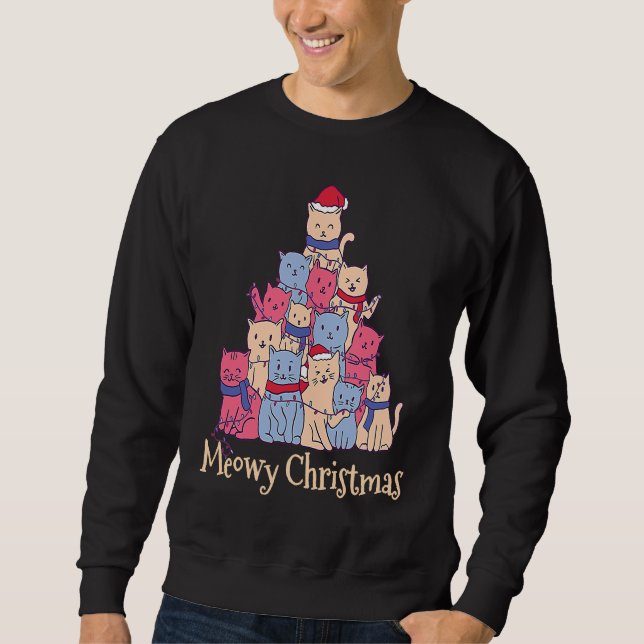 Funny Cat Lover Meowy Catmas Chirstmas  Cat Tree Sweatshirt (Vorderseite)