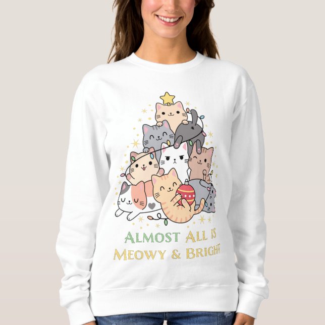 Funny Cat Lovers MeowChristmas mit niedlichem Cats Sweatshirt (Vorderseite)