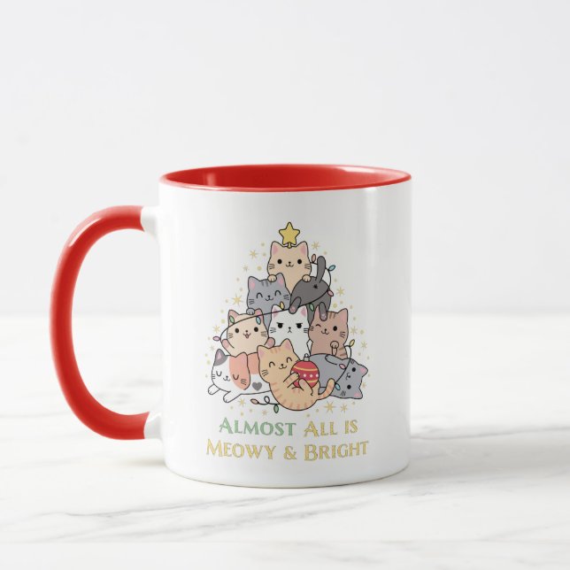 Funny Cat Lovers MeowChristmas mit niedlicher Cat Tasse (Links)