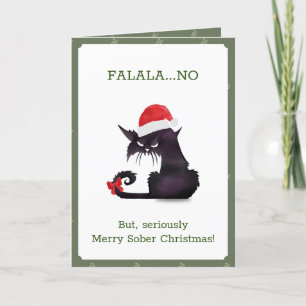 Funny Cat Lovers Sober Christmas Dankeskarte