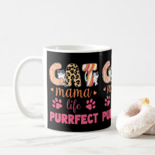 Funny Cat Mama Life Purfect Leopard Print Cat Mama Kaffeetasse