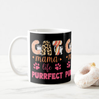 Funny Cat Mama Life Purfect Leopard Print Cat Mama Kaffeetasse
