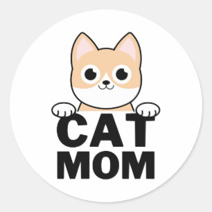 Funny Cat Mama Runder Aufkleber