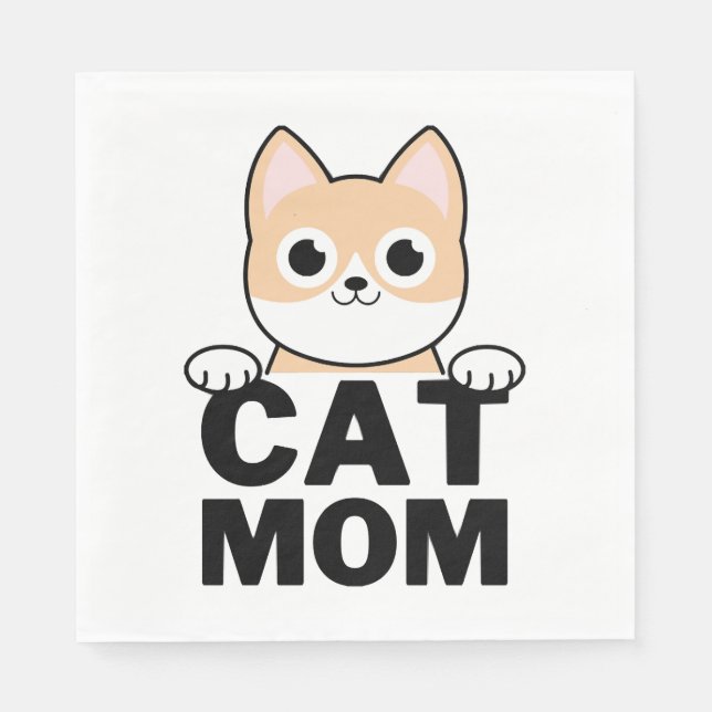 Funny Cat Mama Serviette (Vorderseite)